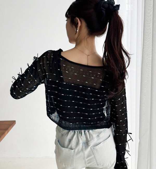  「インナー&times;袖リボンカーデアンサンブル」|ニット・セーター|