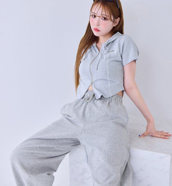  「フード付き半袖パーカー」|プルオーバー|