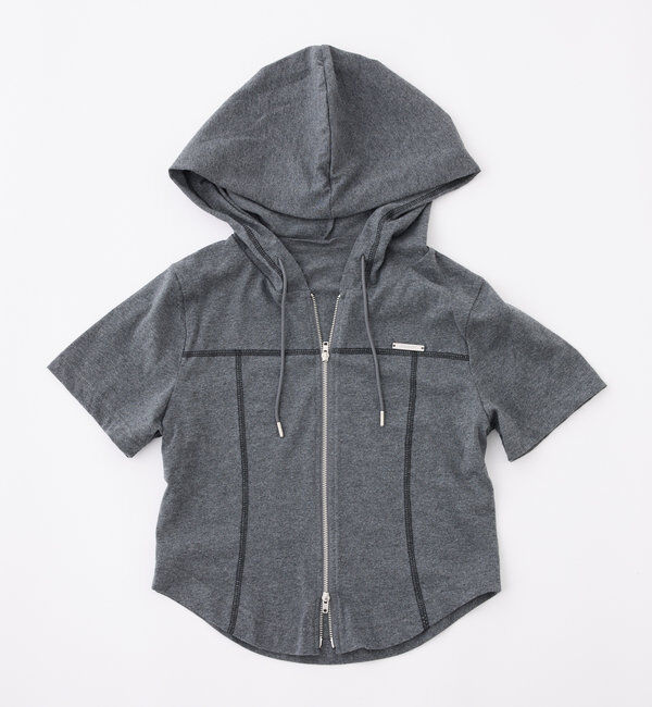  「フード付き半袖パーカー」|プルオーバー|