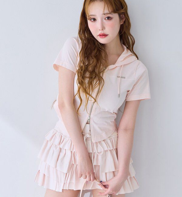  「フード付き半袖パーカー」|プルオーバー|