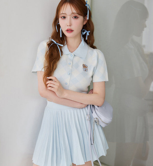  「【mikko コラボ】刺繍入りポロ衿セットアップ」|ワンピース|