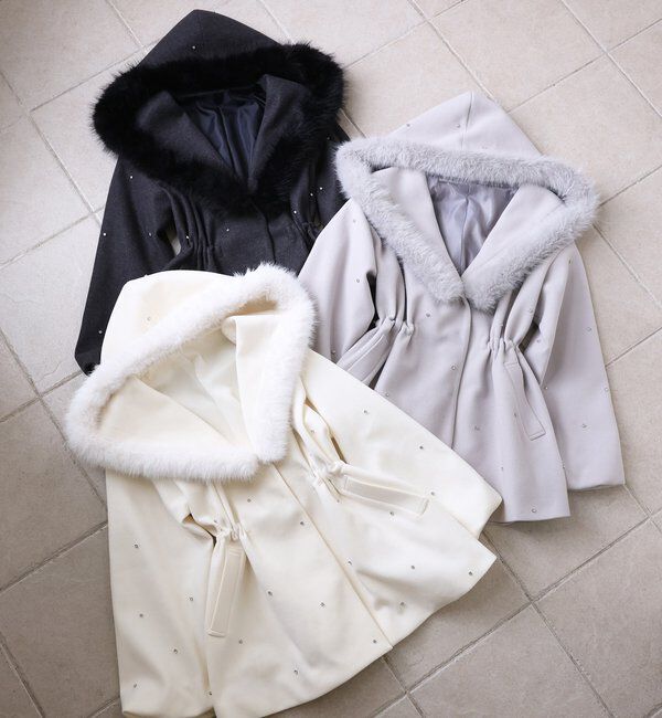 フードフェイクファービジューミドルコート｜ルミネのファッション通販