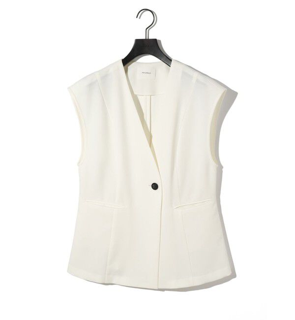 MIDIUMISOLID「MIDIUMISOLID for Ladies ノーカラーベスト」|ベスト・ジレ|アイボリー