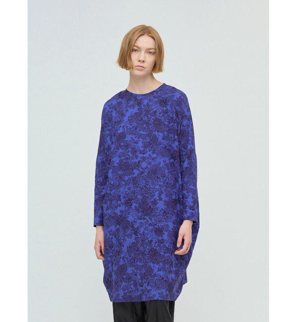 mizuiro ind「mizuiro ind プリントコクーンワイドワンピース」|ワンピース|ブルー