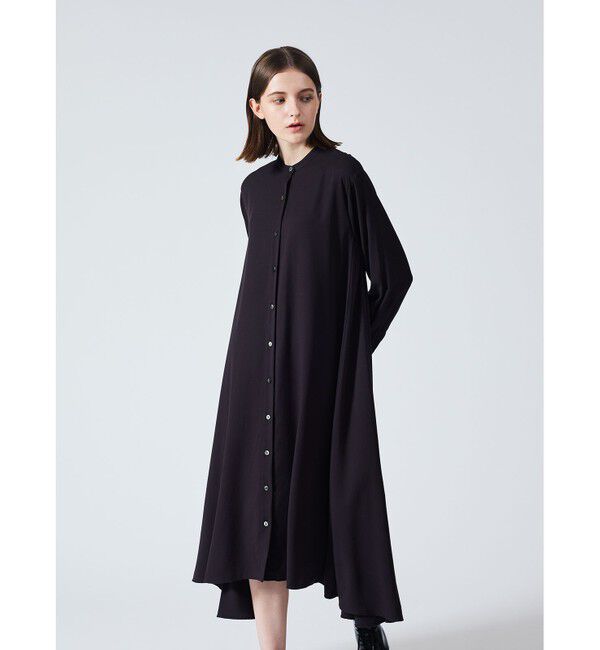 mizuiro ind「mizuiro ind T/Rスタンドカラーフレアワンピース」|ワンピース|ブラック