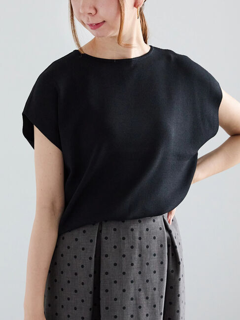 Te chichi「フレンチスリーブニット」|ニット・セーター|ブラック