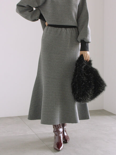 Te chichi「リップルダンボールロングスカート（セットアップ可）」|スカート|グレー