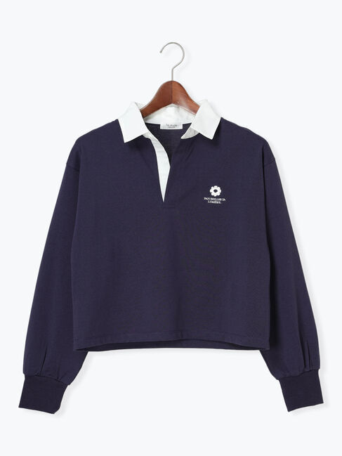 Te chichi TERRASSE「フラワー刺繍ラガーシャツ《2025spring catalog item》」|Tシャツ・カットソー|ネイビー