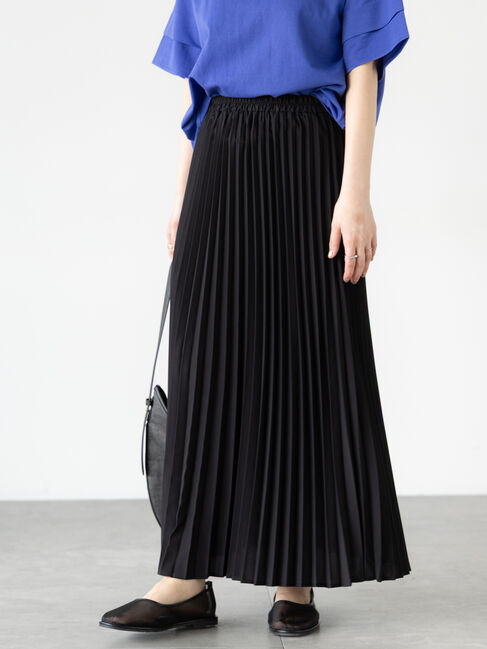 Lugnoncure「【選べる着丈】無地/柄アソートプリーツスカート」|スカート|ブラック