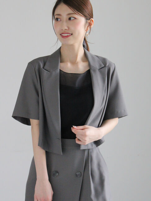 Te chichi「クロップドハーフスリーブジャケット（セットアップ可）」|その他|グレー