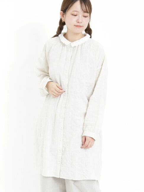 Samansa Mos2「柄アソートレース襟チュニック」|シャツ・ブラウス|キナリ