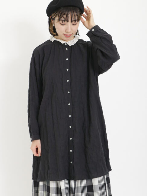 Samansa Mos2「柄アソートレース襟チュニック」|シャツ・ブラウス|