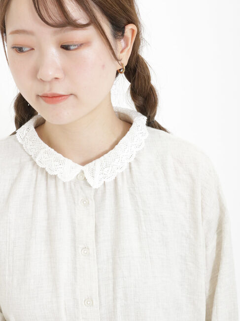 Samansa Mos2「柄アソートレース襟チュニック」|シャツ・ブラウス|