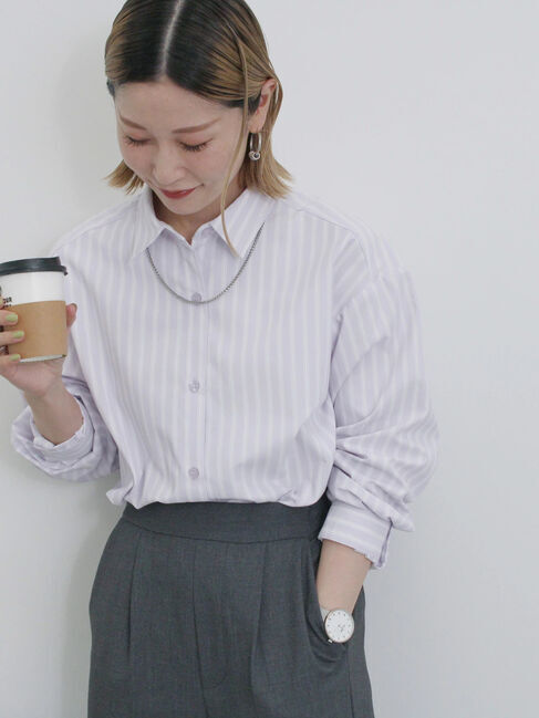 Samansa Mos2 blue「【イージーケア】マルチスタイルシャツ」|シャツ・ブラウス|