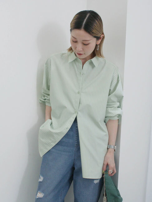 Samansa Mos2 blue「【イージーケア】マルチスタイルシャツ」|シャツ・ブラウス|