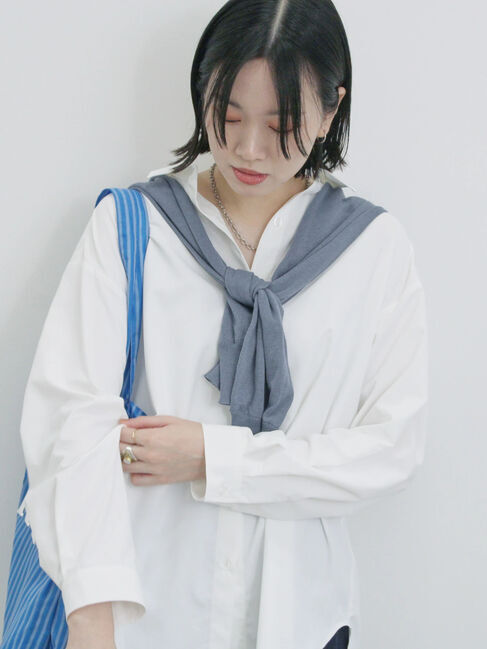 Samansa Mos2 blue「【イージーケア】マルチスタイルシャツ」|シャツ・ブラウス|