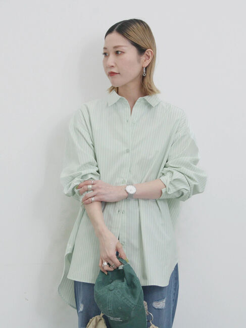 Samansa Mos2 blue「【イージーケア】マルチスタイルシャツ」|シャツ・ブラウス|