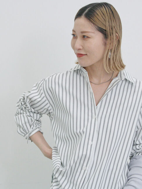 Samansa Mos2 blue「【イージーケア】マルチスタイルシャツ」|シャツ・ブラウス|