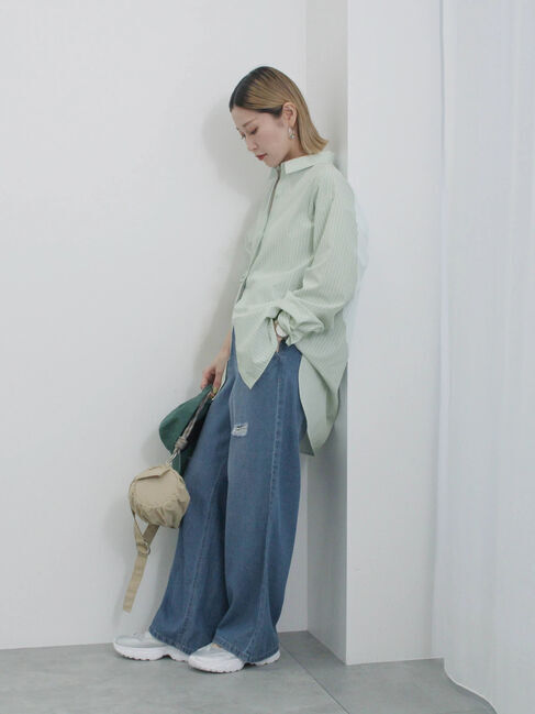 Samansa Mos2 blue「【イージーケア】マルチスタイルシャツ」|シャツ・ブラウス|