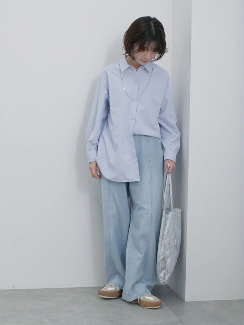 Samansa Mos2 blue「【イージーケア】マルチスタイルシャツ」|シャツ・ブラウス|