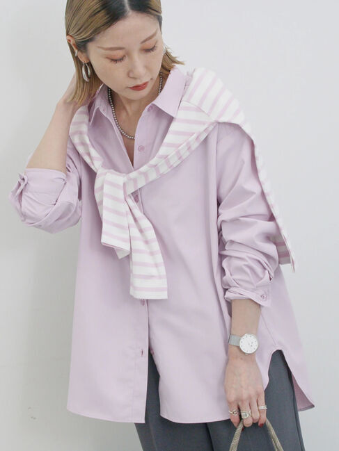 Samansa Mos2 blue「【イージーケア】マルチスタイルシャツ」|シャツ・ブラウス|ピンク