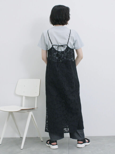 Samansa Mos2 blue「メッシュレースキャミワンピース」|ワンピース|