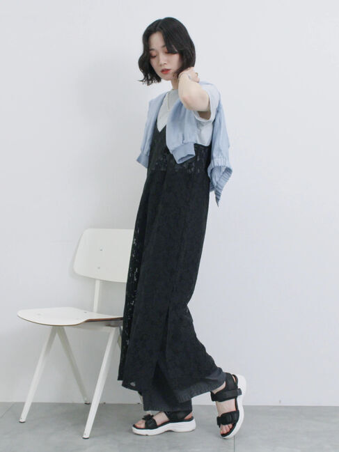 Samansa Mos2 blue「メッシュレースキャミワンピース」|ワンピース|