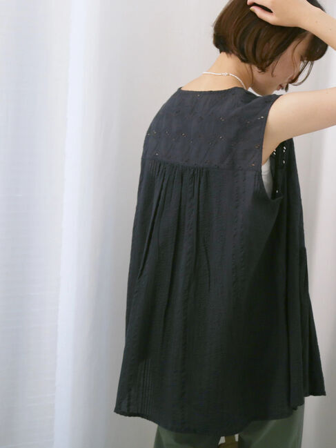 Samansa Mos2 blue「【Made in India】ノースリーブレースブラウス」|シャツ・ブラウス|