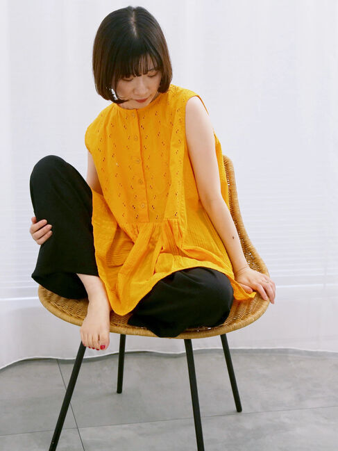 Samansa Mos2 blue「【Made in India】ノースリーブレースブラウス」|シャツ・ブラウス|