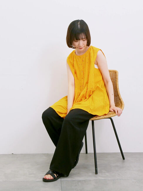 Samansa Mos2 blue「【Made in India】ノースリーブレースブラウス」|シャツ・ブラウス|