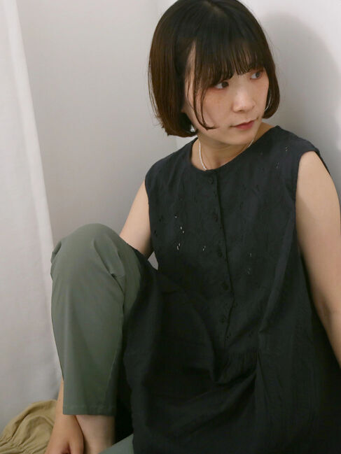 Samansa Mos2 blue「【Made in India】ノースリーブレースブラウス」|シャツ・ブラウス|