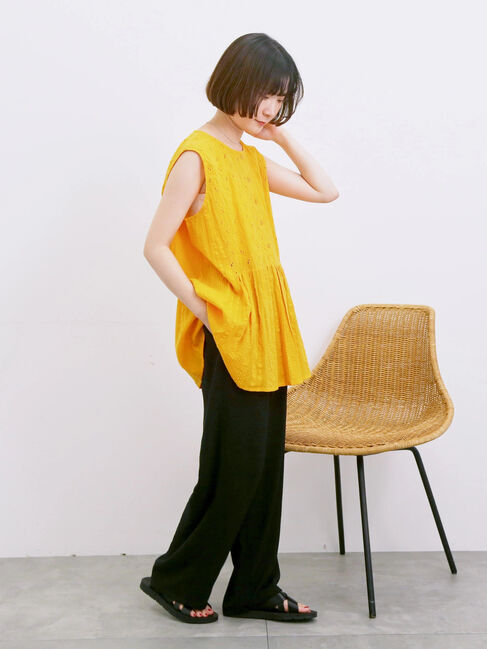 Samansa Mos2 blue「【Made in India】ノースリーブレースブラウス」|シャツ・ブラウス|