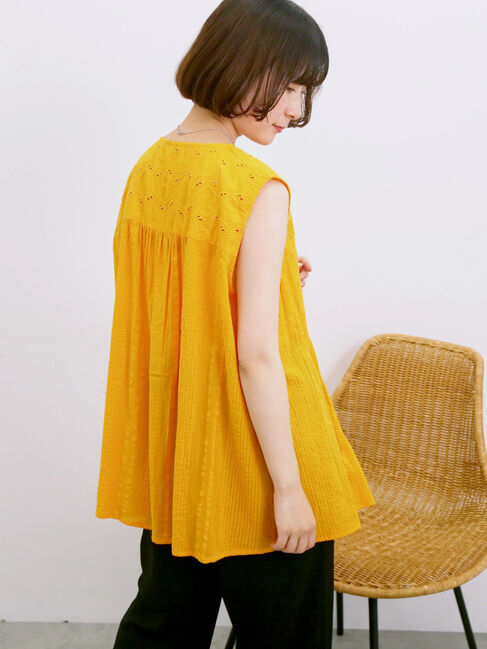 Samansa Mos2 blue「【Made in India】ノースリーブレースブラウス」|シャツ・ブラウス|