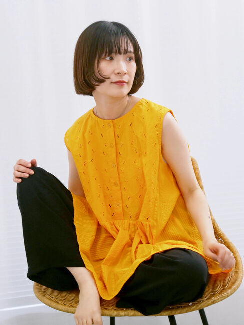 Samansa Mos2 blue「【Made in India】ノースリーブレースブラウス」|シャツ・ブラウス|