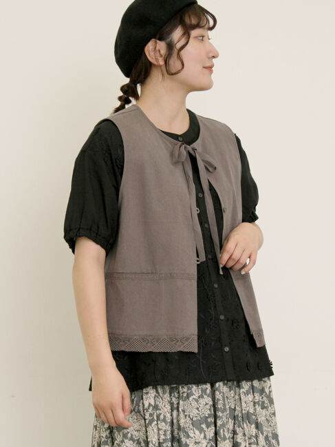 Samansa Mos2「3D刺繍バンドカラーブラウス」|シャツ・ブラウス|