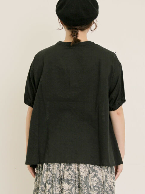 Samansa Mos2「3D刺繍バンドカラーブラウス」|シャツ・ブラウス|