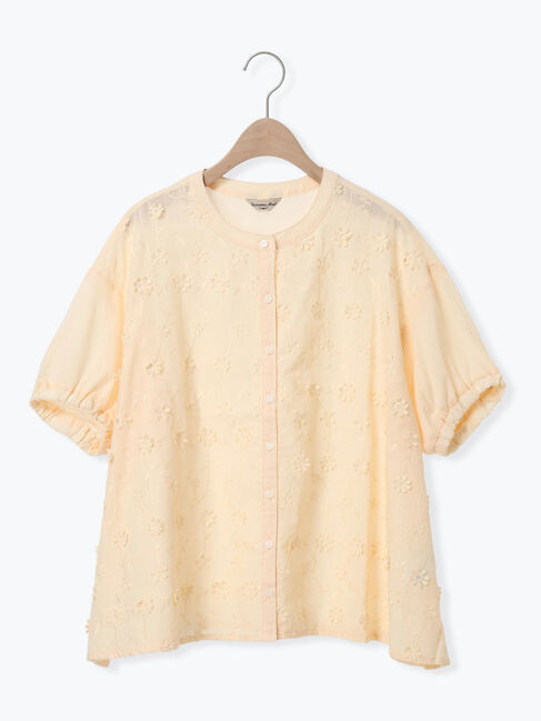 Samansa Mos2「3D刺繍バンドカラーブラウス」|シャツ・ブラウス|