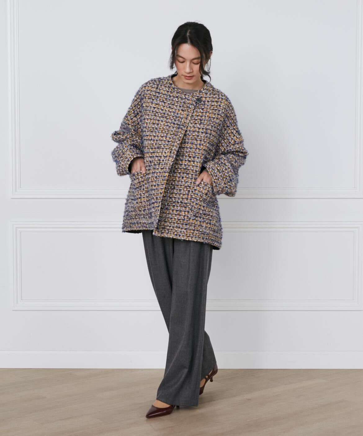 INED「TOURNIERツィードハーフコート《la veille by SUPERIOR CLOSET》」|ピーコート|
