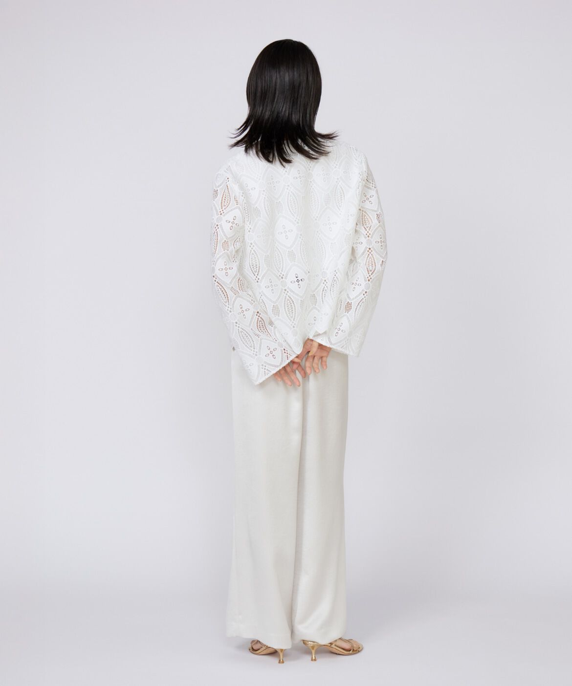 INED「《大きいサイズ》レースジャケット」|ノーカラージャケット|