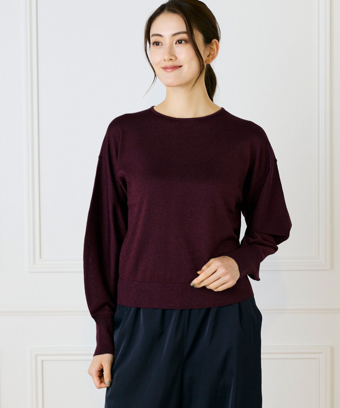 7-IDconcept.「ラメパフスリーブニットプルオーバー」|ニット・セーター|エンジ6