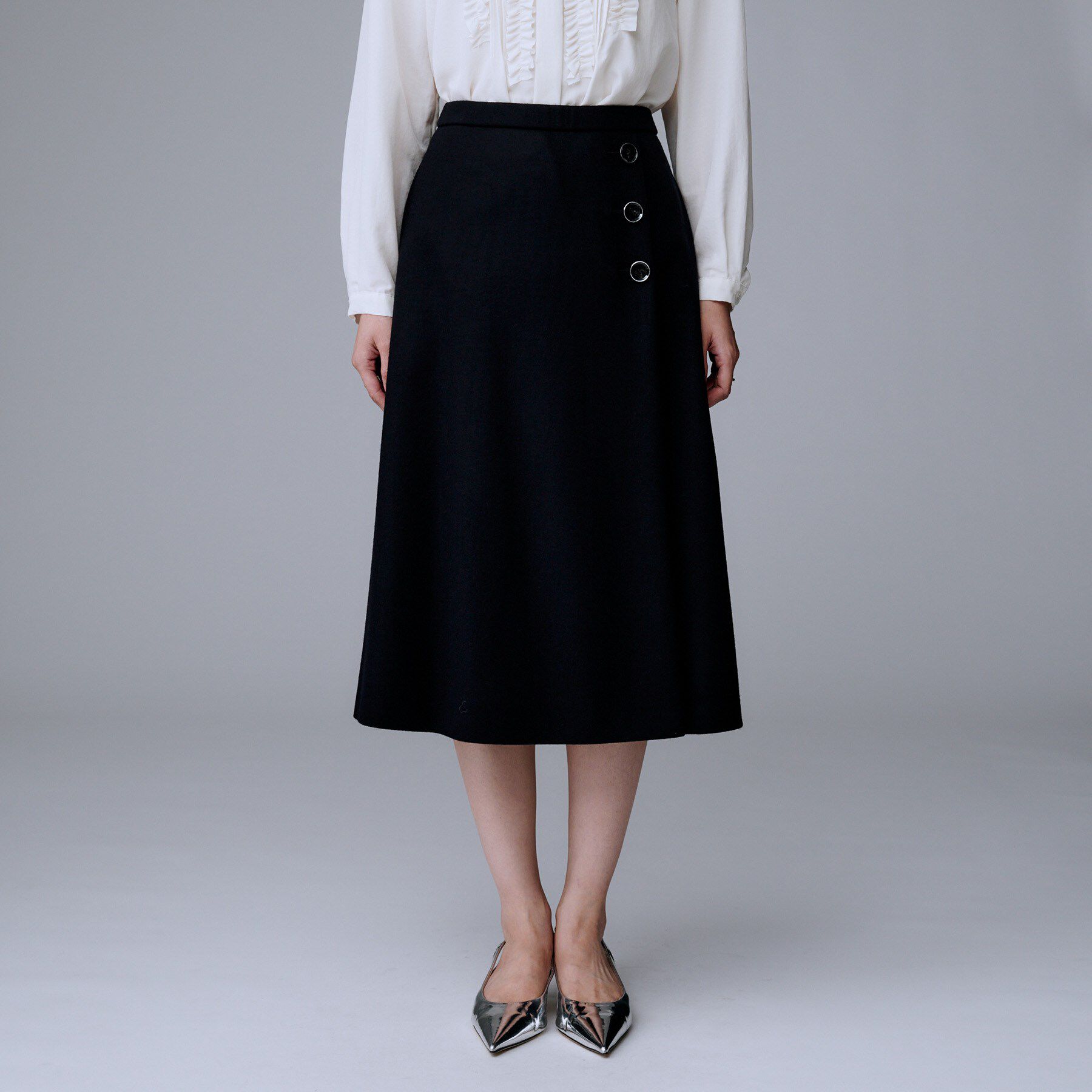 UNTITLED「【ウール100%/ミモレ丈】ミルドスムースフレアスカート」|スカート|