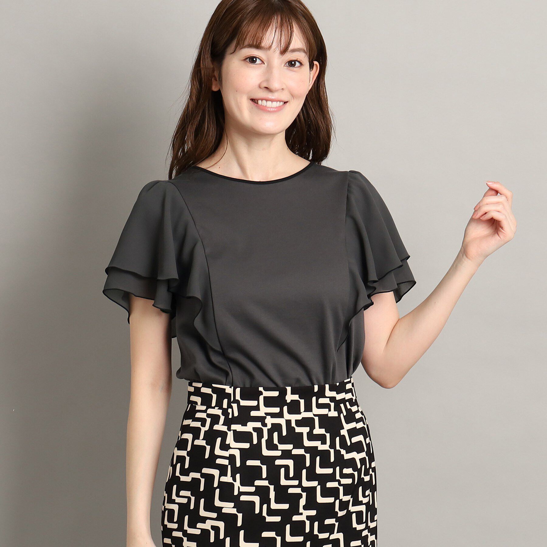 COUP DE CHANCE「【大人可愛い/洗える】フレアースリーブプルオーバー」|Tシャツ・カットソー|ディープグレー(01