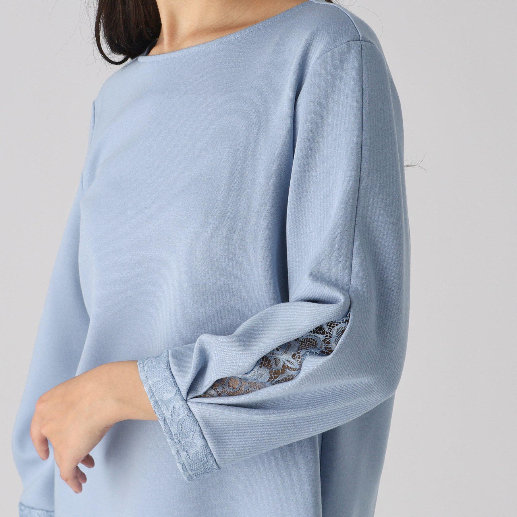 COUP DE CHANCE「【洗える／日本製】袖レースプルオーバージャージ」|Tシャツ・カットソー|