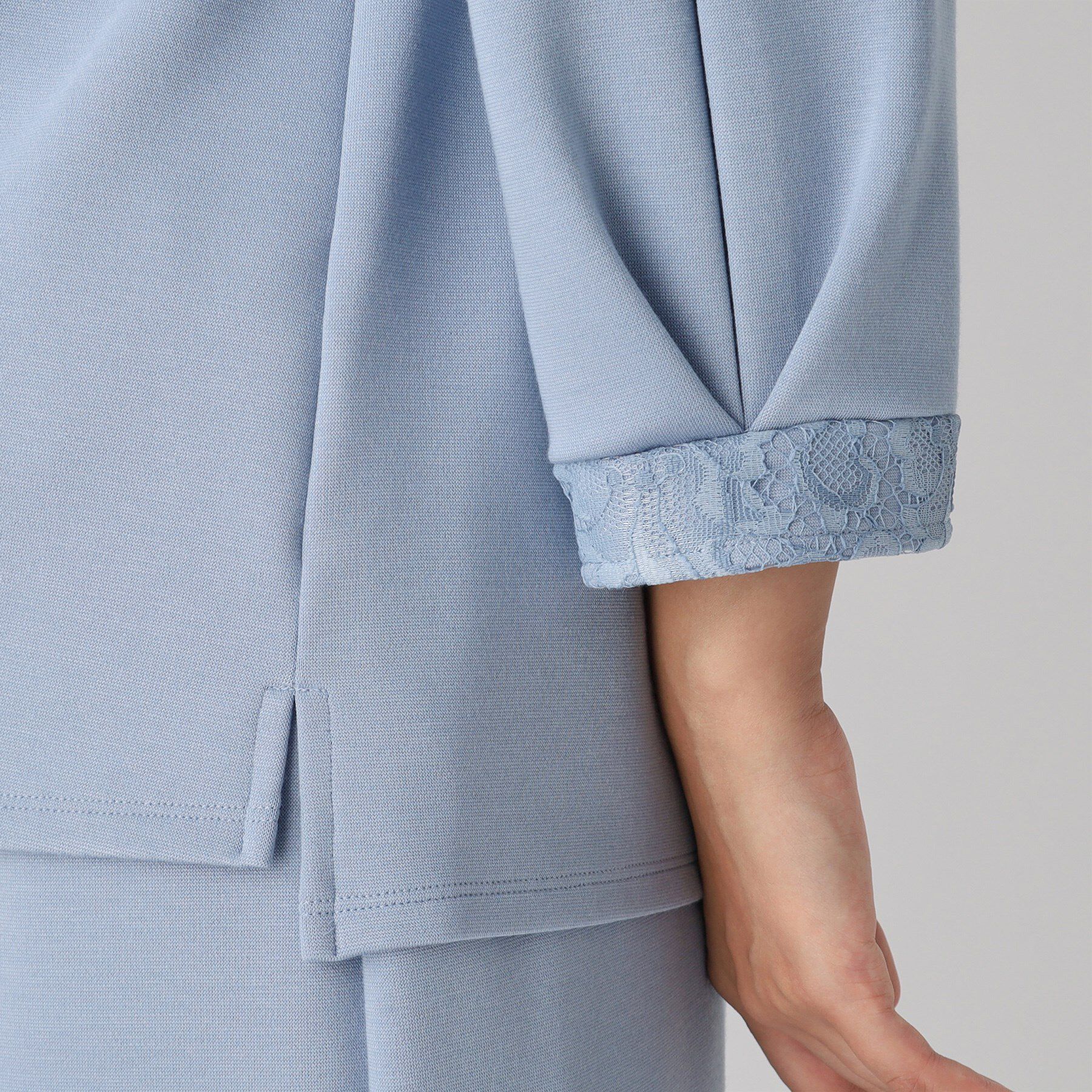 COUP DE CHANCE「【洗える／日本製】袖レースプルオーバージャージ」|Tシャツ・カットソー|