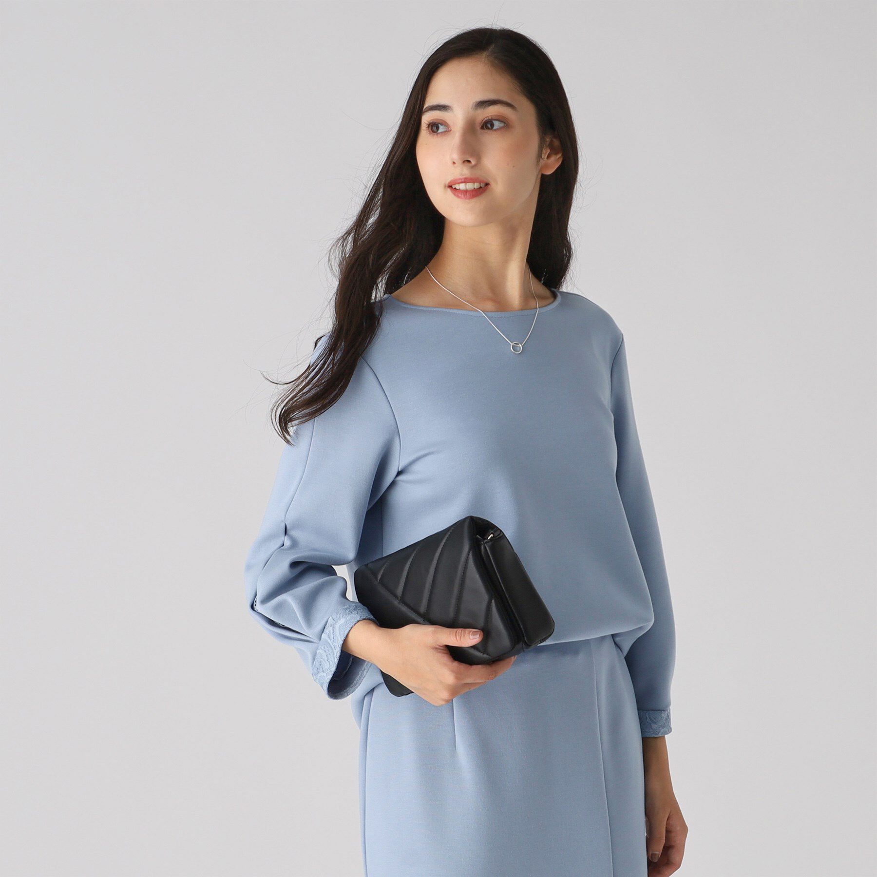 COUP DE CHANCE「【洗える／日本製】袖レースプルオーバージャージ」|Tシャツ・カットソー|ブルー(091)