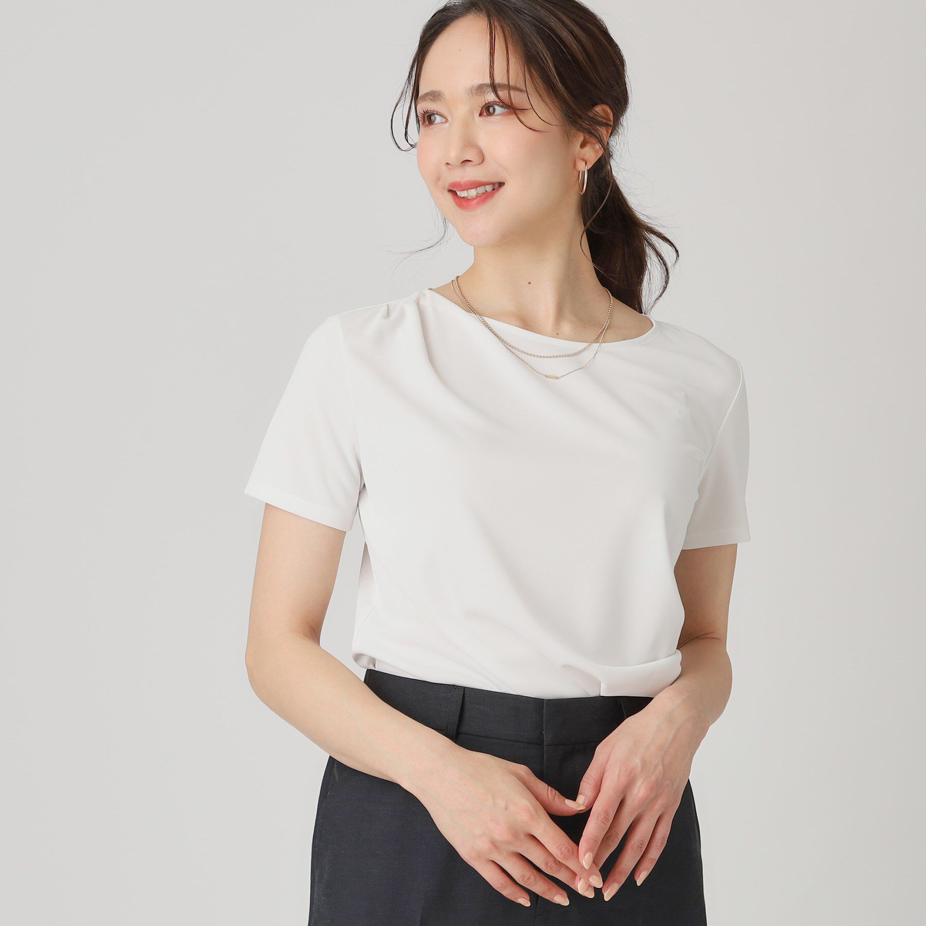 COUP DE CHANCE「【洗える／一枚着】ドレープデャージトップス」|シャツ・ブラウス|