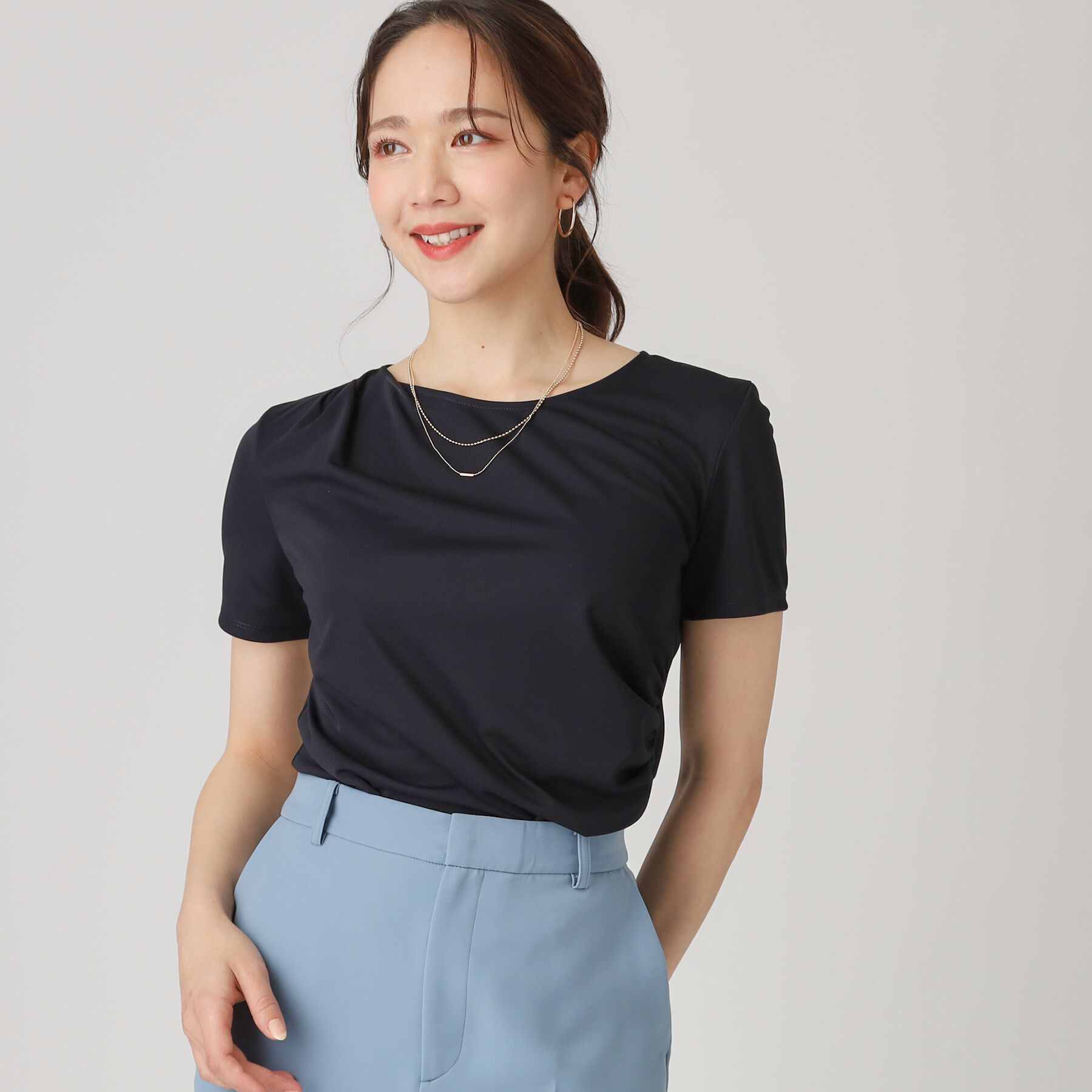 COUP DE CHANCE「【洗える／一枚着】ドレープデャージトップス」|シャツ・ブラウス|