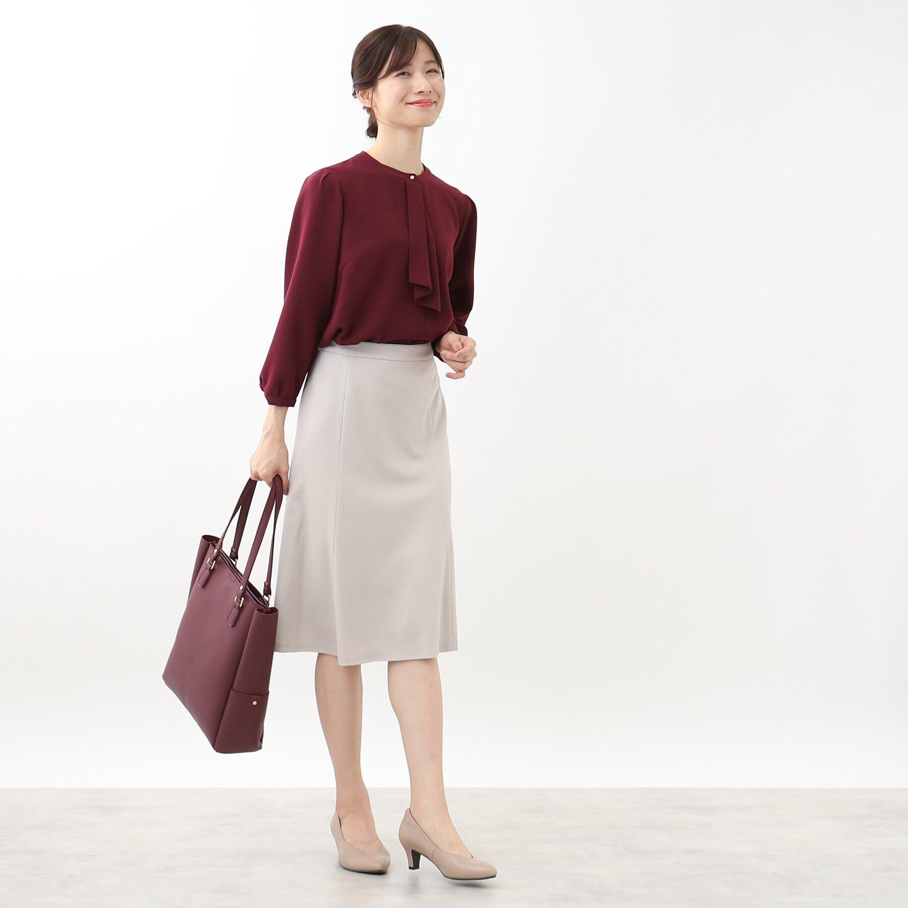 Reflect「【WEB限定カラーあり／接触冷感／マシンウォッシュ】ボータイ風デザインブラウス」|シャツ・ブラウス|