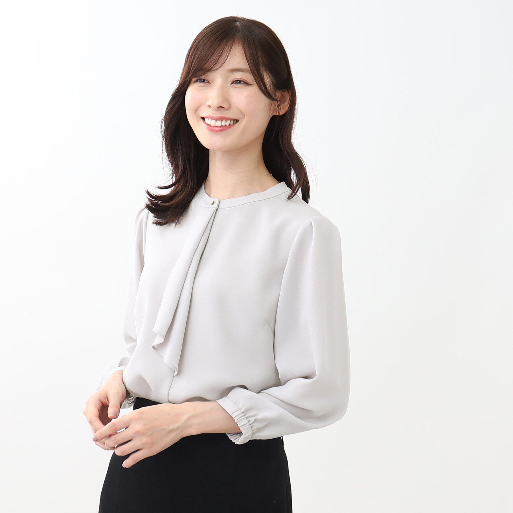 Reflect「【WEB限定カラーあり／接触冷感／マシンウォッシュ】ボータイ風デザインブラウス」|シャツ・ブラウス|