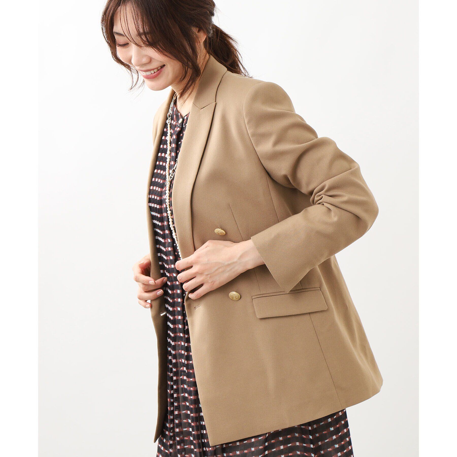 Reflect「トラディショナルダブルブレストジャケット」|テーラードジャケット|キャメルブラウン(0